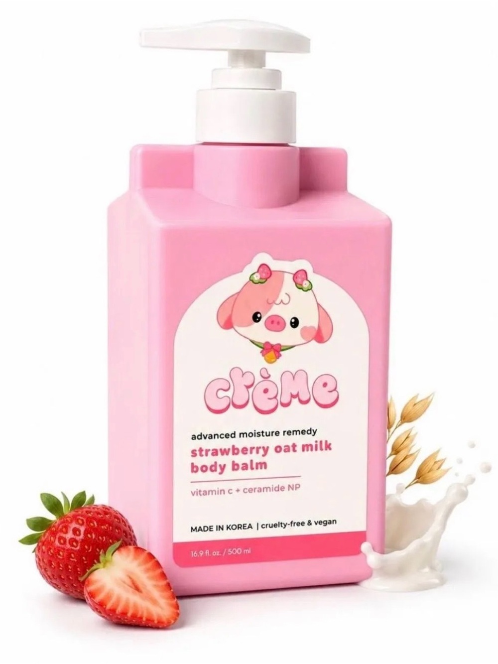 Crème Strawberry Oat Milk Body Balm — Pink Hydrating Body Moisturizer